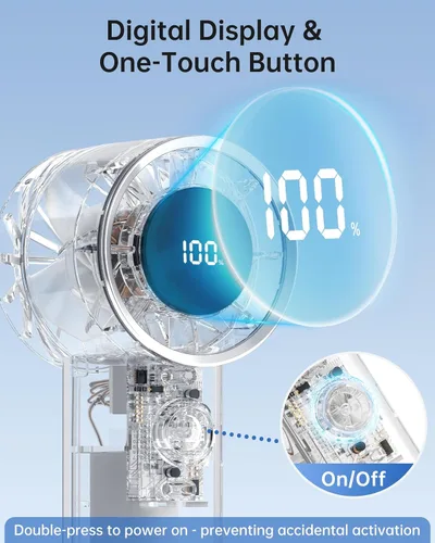 Miniatura 4 de TriPole Ventilador portátil mini ventilador turbo de mano para viajes, tiempo máximo de enfriamiento de 20 horas, ventiladores de batería recargable
