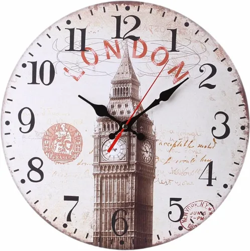 Miniatura 14 de Reloj de pared redondo de madera de 12 pulgadas, silencioso, sin tictac, de cuarzo, funciona con pilas, para oficina, cocina, dormitorio, aula
