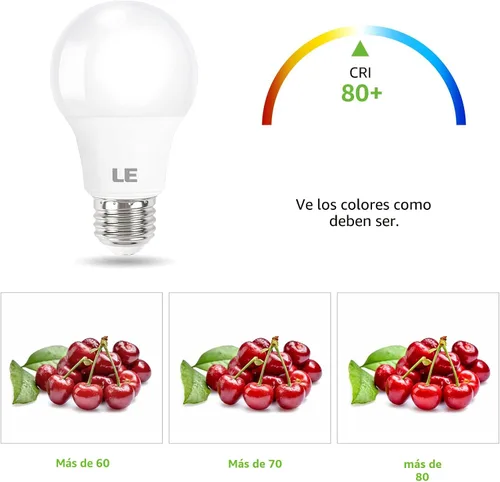 Miniatura 7 de LE Bombillas LED equivalentes a 60 W, 9 W, 800 lúmenes, no regulables, blanco cálido suave 2700 K, base media estándar A19 E26, 10000 horas de vida