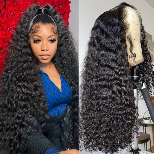 Miniatura 15 de Bling Hair - Peluca de cabello humano con encaje frontal de 26 pulgadas, predepilada, sin pegamento, peluca frontal de encaje HD de 13 x 4, pelucas