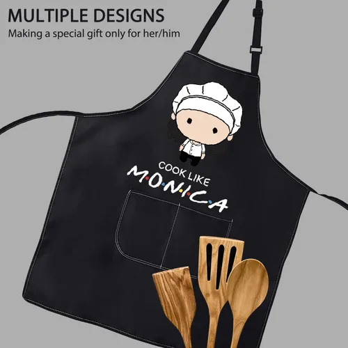 Miniatura 3 de POFULL Delantal inspirado en programas de televisión Cocine Like Monica Apron Friends Theme Gift