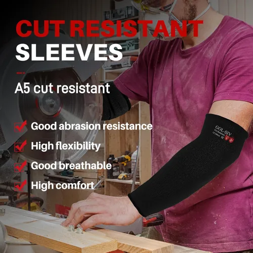 Miniatura 3 de Protectores de brazo para piel fina y moretones, mangas resistentes a cortes para hombres y mujeres, mangas de Kevlar, mangas de protección de nivel