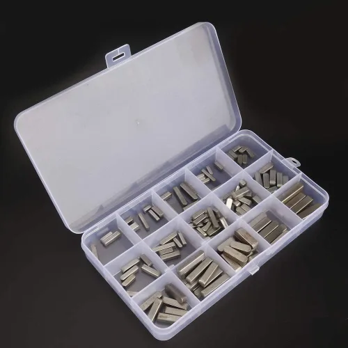 Miniatura 8 de Passfeder Sortiment - Juego de llaves de eje SAE de acero inoxidable, 140 unidades de accionamiento paralelo, llave de extremo redondo, juego