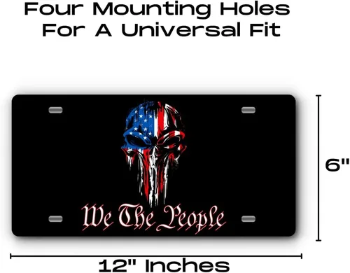 Miniatura 3 de Placa de matrícula patriótica de aluminio para la parte delantera de camiones y automóviles, fabricada en los Estados Unidos, ajuste universal