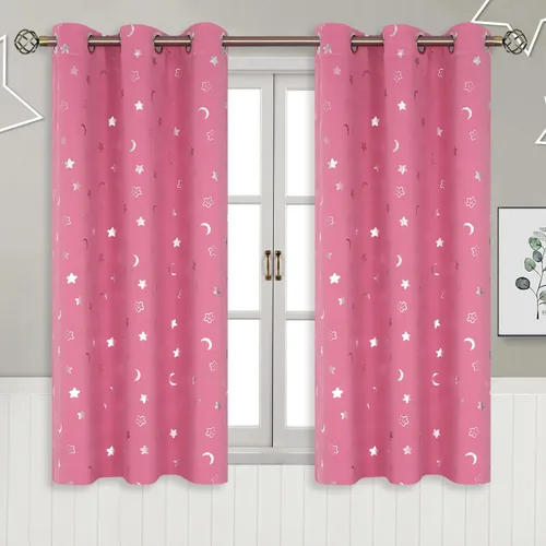 Miniatura 51 de BGment Cortinas opacas para dormitorio infantil, con aislamiento térmico, con ojales, estampado de estrellas plateadas, cortinas para oscurecer
