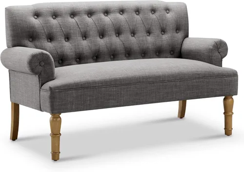 Miniatura 4 de Rosevera Drennan Loveseat - Sofá para sala de estar, lino, color ceniza