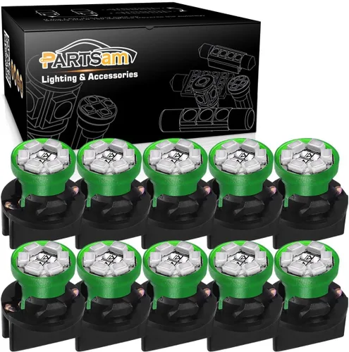 Partsam T10 194 168 focos LED para tablero de instrumentos verdes con toma de bloqueo de giro, súper brillantes. Focos LED para panel de