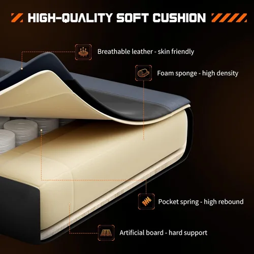 Miniatura 7 de Silla de juegos resistente, silla ergonómica para videojuegos para oficina en casa con reposapiés, soporte lumbar, respaldo ajustable, ruedas