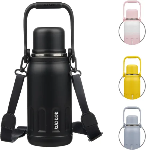 Miniatura 11 de BJPKPK - Botellas de agua termoaisladas de 27 onzas con tapa y asa de transporte, botellas de agua de acero inoxidable libres de BPA para la Verde
