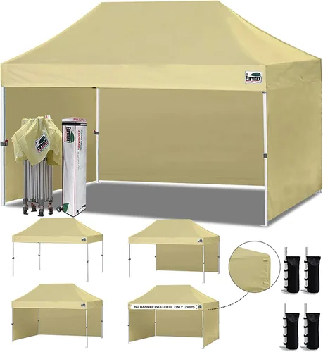 Miniatura 64 de Eurmax Tienda de campaña desplegable de 8 x 8 de Estados Unidos, con bolsa rodante patentada sin puntas, 4 paredes extraíbles con cremallera, toldo