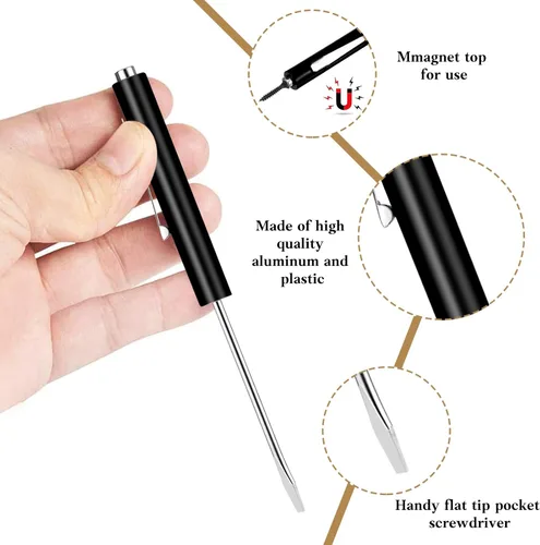 Miniatura 3 de 12 piezas de destornilladores de bolsillo mini con tops y destornilladores de bolsillo con imán, destornillador de bolsillo magnético para Negro
