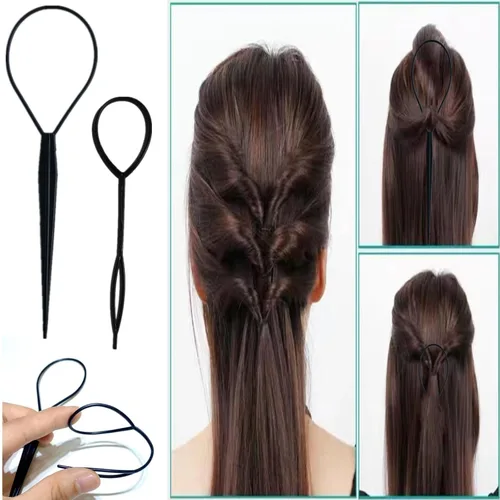 Miniatura 5 de Set de 5 piezas de cepillo para peinar hacia atrás con herramienta Topsy Tail, cerdas para peinar, peine de cola de rata para peinado de cabello