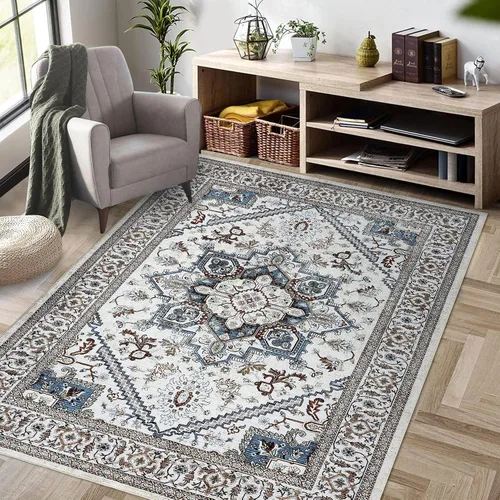 Miniatura 9 de FairOnly Alfombra bohemia lavable de 2 x 6 pies, estilo vintage, envejecida, tribal, antideslizante, no desprende pelusa, suave, plegable, alfombra