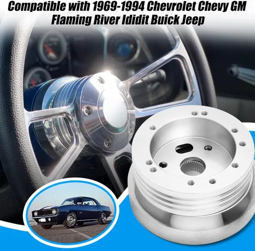 Miniatura 2 de Adaptador de cubo de volante de billete de 5 y 6 agujeros compatible con Chevrolet Chevy GM Flaming River Ididit Buick Jeep Pontiac Oldsmobile