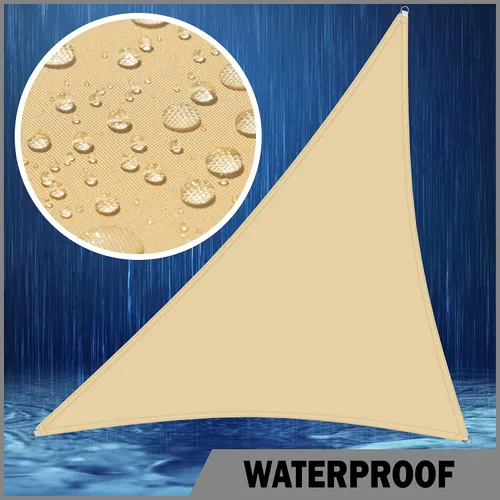 Miniatura 2 de ShadeMart Vela de Sombra Impermeable de 8' x 8' x 8' Beige, Vela de Sombra Solar Beige Triangular Tamaño Personalizado, Toldo Resistente al Agua