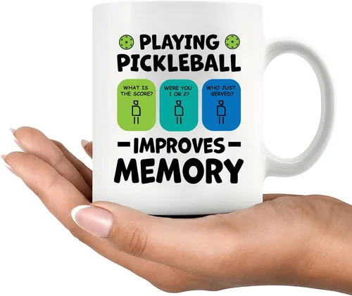 Miniatura 8 de Taza de cerámica Playing Pickleball Improves Memory Pickleball Lovers Gifts Coffee Cup 11 oz (negro)