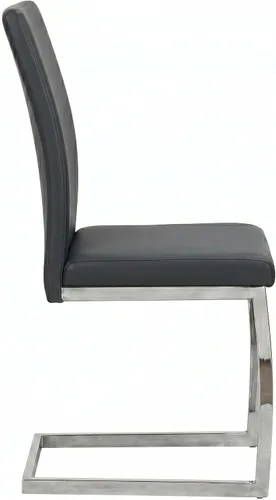 Miniatura 5 de Sunset Trading Sela - Sillas de comedor tapizadas Breuer Base voladiza cromada en forma de S Asientos acolchados de piel sintética gris carbón