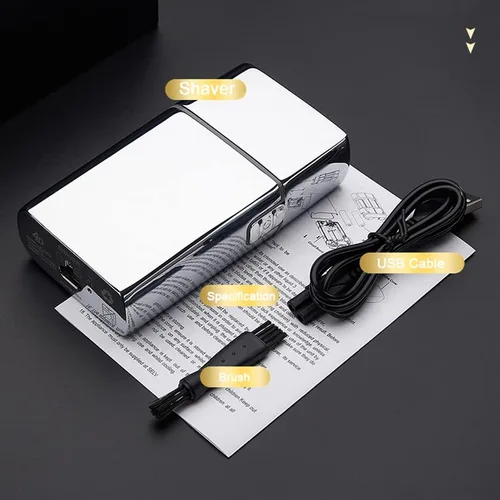 Miniatura 4 de Afeitadora para hombre, carcasa de metal inalámbrica, lavable, máquina de afeitar eléctrica para el cabello, máquina de afeitar eléctrica recargable