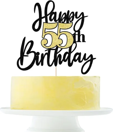 Miniatura 10 de Decoración para tartas de cumpleaños número 11 con purpurina negra y dorada, decoración de pastel de cumpleaños de 11 años y fabuloso cumpleaños