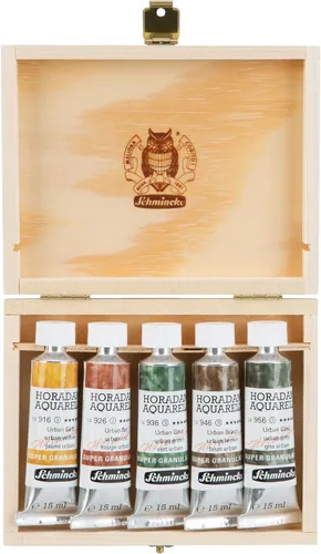 Miniatura 10 de Schmincke - HORADAM® AQUARELL, surtido completo de 40 medios recipientes de acuarelas de granulación súper fuerte, 74 440 097, caja de metal