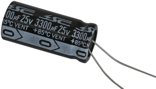 Jameco Valuepro Condensador radial R3300/25-VP-R, 3300uF, 25V, tolerancia 25%, 0.512 in x 1.142 in x 0.197 in tamaño (paquete de 10)