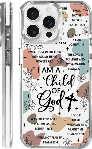 Miniatura 43 de Funda para iPhone 13/14 [compatible con Magsafe], funda magnética transparente de silicona a prueba de golpes con patrón de versículos de la Biblia