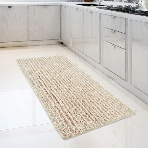 Miniatura 55 de FLOLEOPA Alfombras de Baño de Microfibra de Felpa Suave, Alfombras de Baño Absorbentes Antideslizantes Lavables a Máquina, Tapetes de Baño para Beige