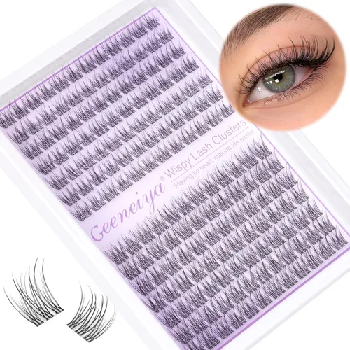 Extensiones de pestañas en racimo con banda transparente, pestañas cortas y onduladas C, extensiones de pestañas naturales en racimo, pestañas