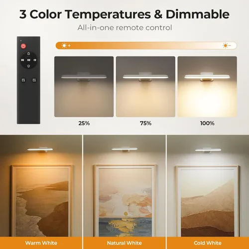 Miniatura 3 de FULEN Luces de Imagen a Pilas Recargables, Luces de Marco de Fotos para Pared, Luces de Pared LED Inalámbricas para Arte, Pinturas, Galería y Diana