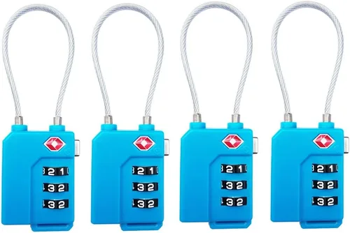 Miniatura 4 de TSA Lock - Candado de seguridad con combinación de 3 dígitos para maleta, bolsa de equipaje, candado con bloqueo de código (morado, paquete de 4)