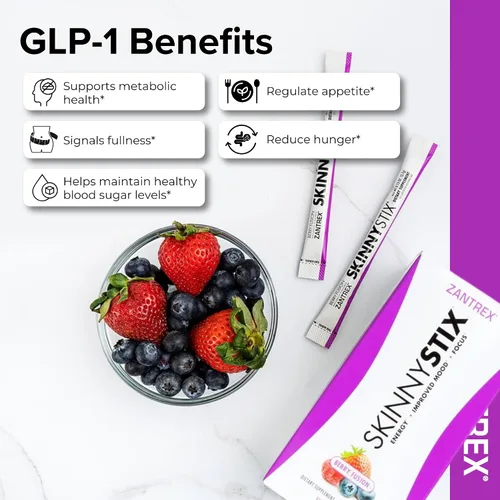 Miniatura 4 de SkinnyStix Berry Fusion GLP-1 Polvo de Apoyo para Bebida Energética, Apoyo Metabólico, Control del Apetito, Impulso de Energía Natural 15 Paquetes
