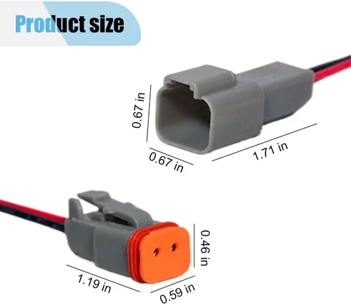Miniatura 2 de Conector eléctrico impermeable de 2 pines Deutsch para automóvil con cable de 17 AWG, arnés de cableado de enchufe macho y hembra automotriz de 2