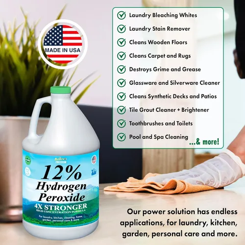 Miniatura 5 de Nature's Freedom 12% de peróxido de hidrógeno, H2O2 de grado alimenticio y agua purificada solamente, solución de 1 galón