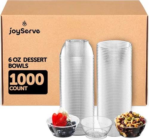 Miniatura 10 de JoyServe Mini cuencos de plástico transparente – A granel paquete de 100 cuencos desechables de plástico duro de primera calidad para postres