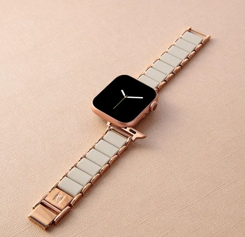 Miniatura 6 de Anne Klein Silicone Adjustable Bracelet for Apple Watch Crema/Oro Rosa