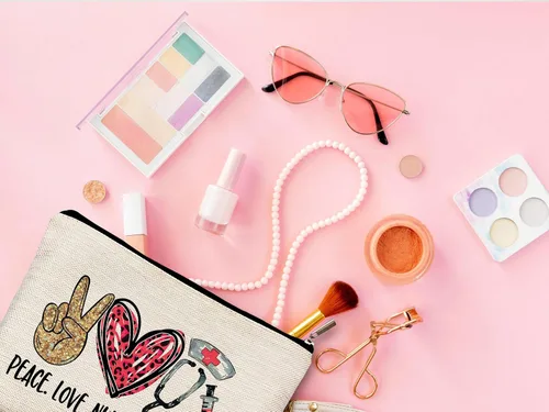 Miniatura 3 de Bolsas de enfermera para mujeres y estudiantes - Bolsas de cosméticos con cremallera E Estilo-enfermera-blanco