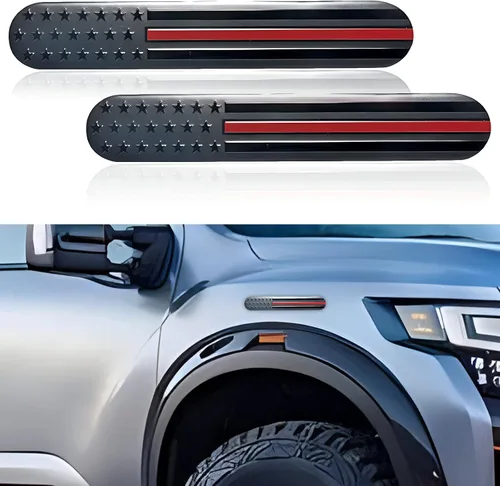 2 piezas de emblema de guardabarros de metal con bandera estadounidense de EE. UU. para auto, emblema de metal 3D en relieve adhesivo deportivo para