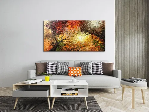 Miniatura 6 de Tiancheng Arte, 24 x 48 pulgadas, arte moderno de árbol pintado a mano, pintura al óleo, marco de madera abstracto, arte de pared para sala