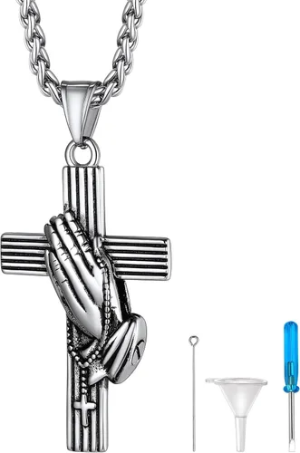 Richsteel Collar de urna para cenizas, joyería de cremación, colgante de recuerdo conmemorativo con cadena