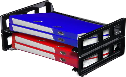 1InTheOffice Bandeja organizadora de escritorio, bandeja de papel apilable, organizador de escritorio con bandeja de cartas, 2 niveles, tamaño