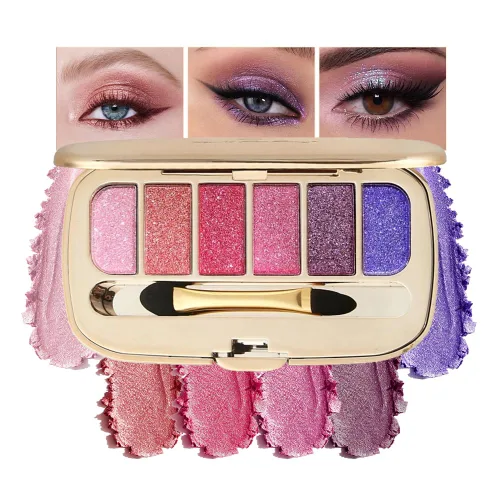 Miniatura 13 de Paleta de sombras de ojos de acabado múltiple, paleta de brillo metálico mate con polvo sedoso y suave, destello fino y duocromático, sombras 2#