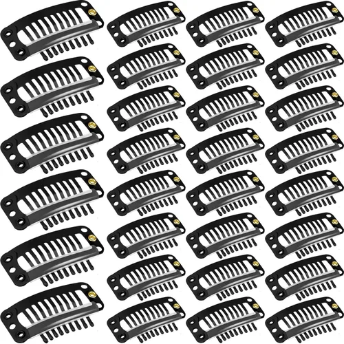 Miniatura 10 de WILLBOND - 30 piezas de broches para extensiones de cabello de 32 mm con 9 dientes, broches para pelucas, peine pequeño, accesorios de peluca