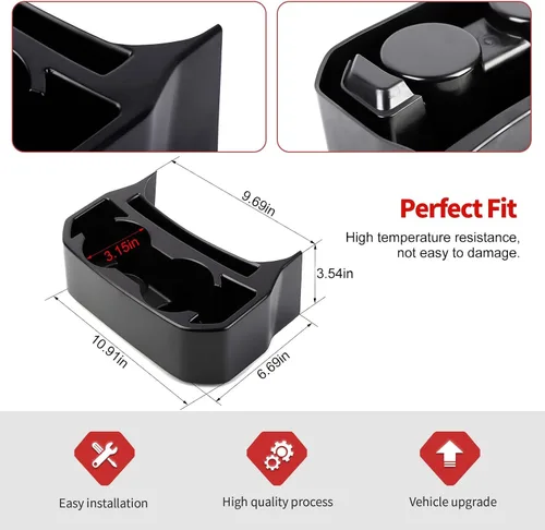 Miniatura 3 de Jimen Soporte para tazas trasero JL, soporte doble extra para tazas, bandeja organizadora de bebidas para asiento trasero compatible con Jeep