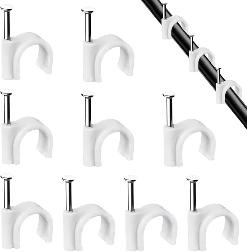 Miniatura 8 de Abnii Clips para Cables, 400 Piezas, 4mm 6mm 8mm 10mm, Clips de Pared para Alambre con Clavos de Acero, Clips Organizadores de Gestión de Cables