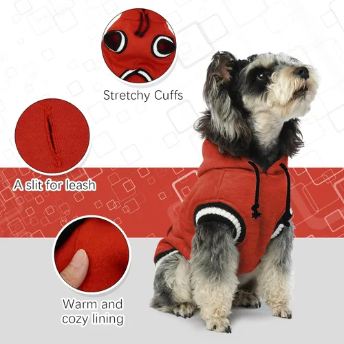 Miniatura 3 de FUAMEY Sudadera con capucha para perro, suéteres de forro polar para perro, sudadera cálida para mascotas con bolsillo, chaleco de Navidad suave