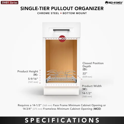 Miniatura 3 de Rev-A-Shelf Estante extraíble y organizador de cajones para armario de cocina, cesta deslizable de almacenamiento de despensa en múltiples tamaños
