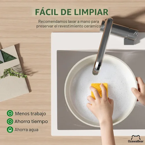 Miniatura 7 de Juego de 23 ollas y sartenes antiadherentes, juego de utensilios de cocina de cerámica no tóxicos con asas desmontables, utensilios de cocina