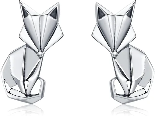 925 Sterling Silver Stud with Multi Color CZ Unicorn Fox Koala Bear Panda Dog Paw Cute Cat Animal Earrings for Girls Women Hypoallergenic Stud