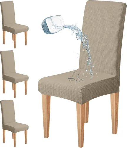 Miniatura 17 de Dioxide Juego de 4 fundas impermeables para sillas de comedor, fundas elásticas para sillas de comedor, fundas para sillas Parson, extraíbles