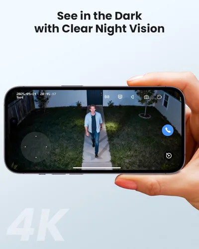 Miniatura 4 de Hiseeu Cámara de seguridad 4K 8MP para exteriores, cámara de seguridad inalámbrica para el hogar con panorámica e inclinación, WiFi Pro 2.4/5GHz